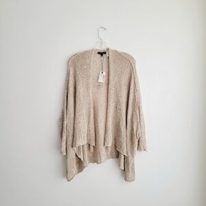 NWT Miou Muse Tan Open Front Waterfall Dolman Sleeve Knit Cardigan
